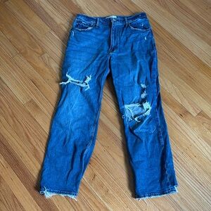 Abercrombie Ankle Straight Ultra High Rise Crop Jean Distressed